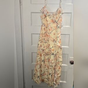 Lulu's Asymmetrical Yellow Floral Dress